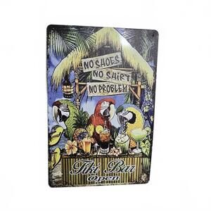 Tin Sign / Metal Sign / Tiki Bar Parrots Tropical Metal Sign / 8" x 12" / New